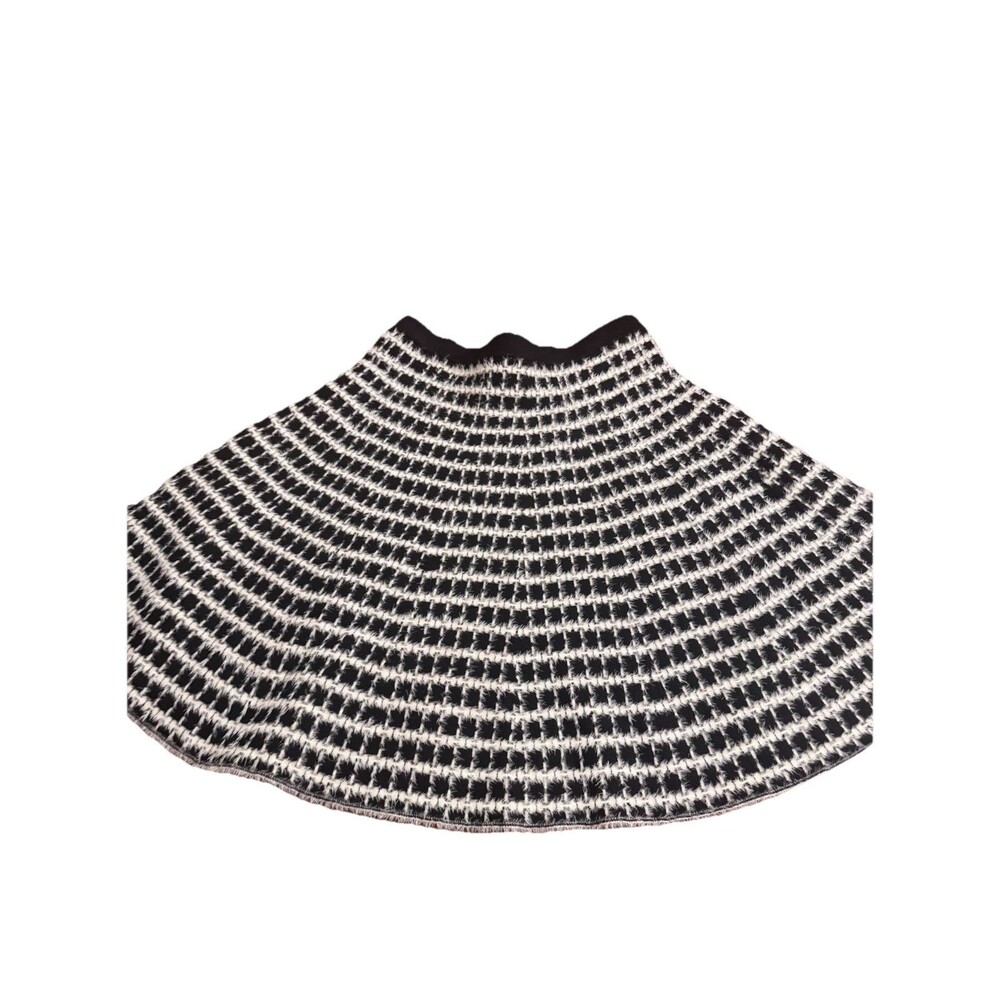 Olivia & Grace Knit Flip Skirt Womens Medium Black White Knee Length L
